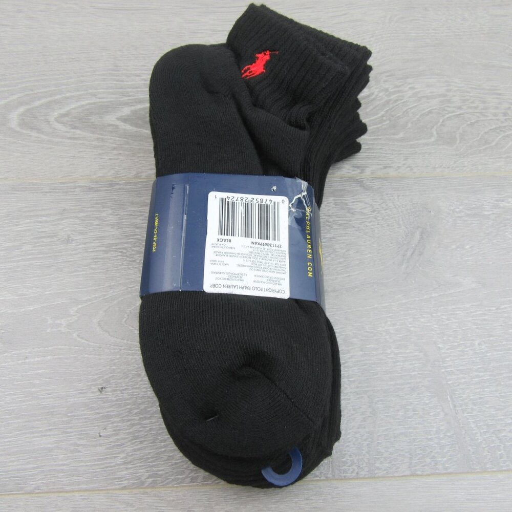 Polo Ralph Lauren Classic Sport Low Cut Socks Mens Size 6-13 Black (6-Pack) NEW - Picture 8 of 9